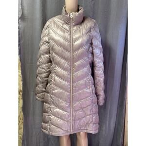 Calvin Klein Packable Puffer Jacket Down Lightweight Coat SZ L Glossy Light Pink